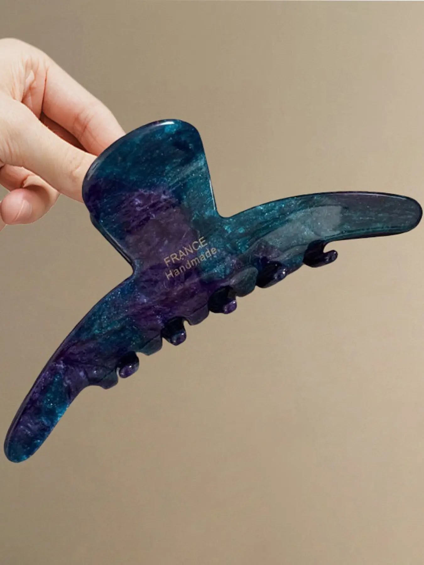 French Luxury Starry Blue Purple Acetate Swirl Hair Claw Clip, Firm Grip Shark Clip for Thick Hair, Versatile Back Head Updo Hair Accessory for Women