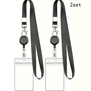 Retractable ID Badge Holder with Clip, 2 Counts ID Card Holder, Identification Badges & Supplies for Teachers and Office Staff Use, Retractable Badge Holders, Badge Reels