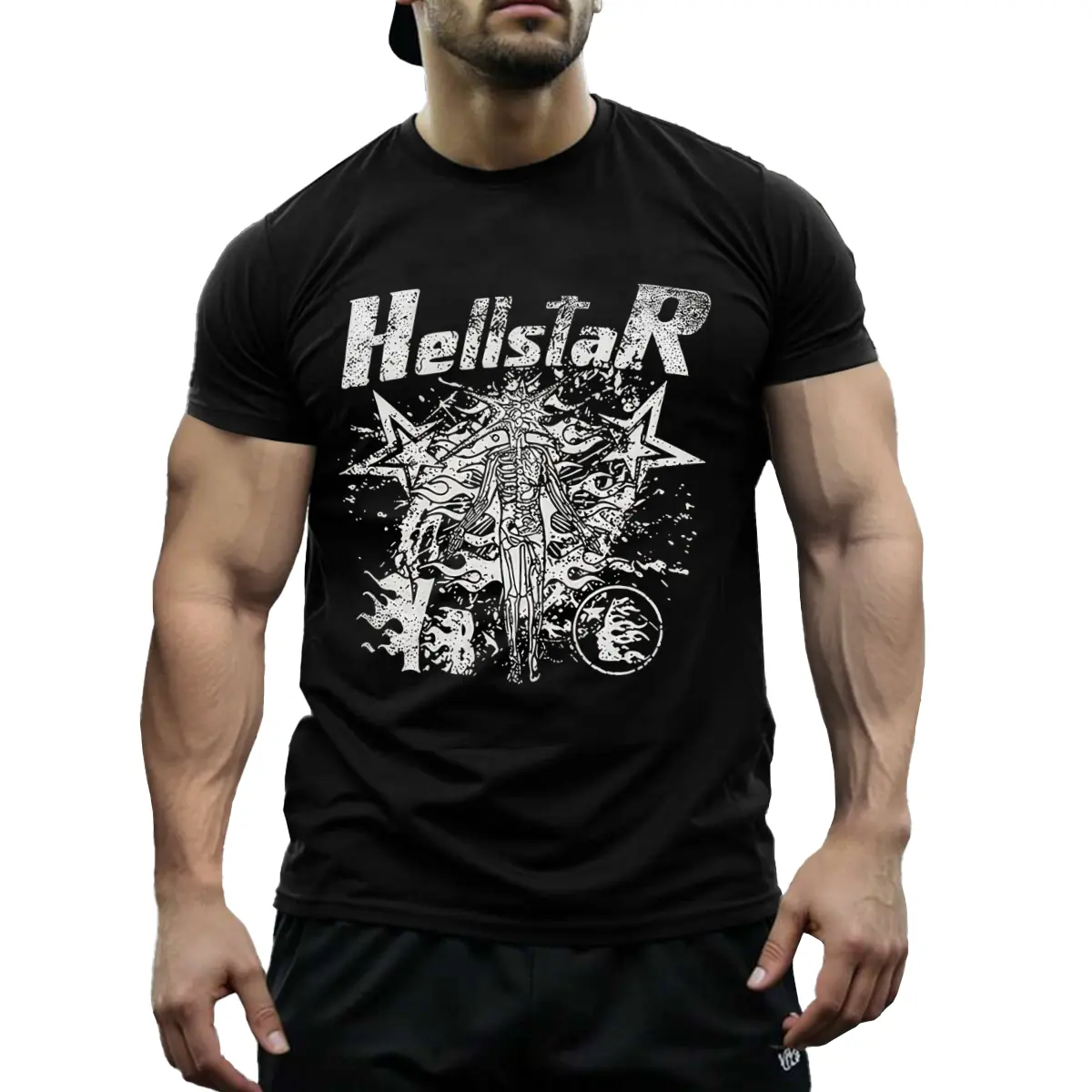 Men's Hellstar Graphic T-Shirt 100 Cotton Casual Crew Neck Short Sleeve Regular Fit Non-Stretch Knit Fabric for All-Season Adult Tee