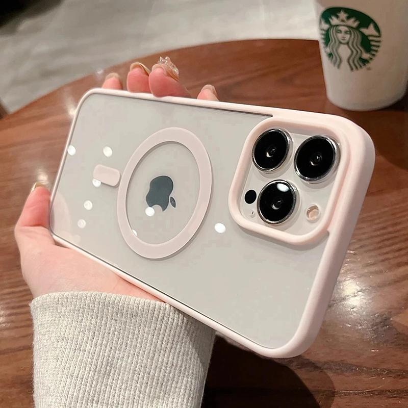 New Acrylic Magnetic Clear Case For iPhone 16 15 14 13 12 11 Pro Max 16 Plus Magsafe Wireless Charge Girls Pink Hard Back Cover