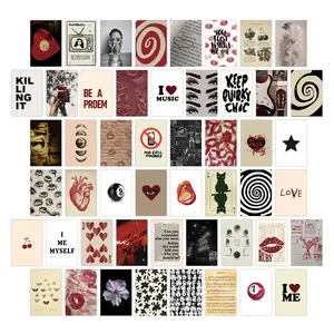 50 Deep Aesthetic Pictures, Vintage Rock Poster Wall Decor, Bedroom Retro Music Stickers, Fashionable Art Prints, Room Wall Mosaic Set, Wall Art Decoration, Unframed Art Print, Creative Design Print, Decoration Items