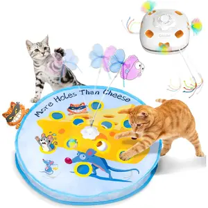 ORSDA Interactive Cat Toys for Indoor Cats, 5-in-1 Hide and Seek Kitten Toys, Interactive Automatic Rechargeable Electric,Whack-A-Mole Exercise Kicker Toy for Indoor Cats