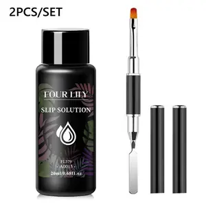 0.68Oz Slip Solution for Acrylic for Nail Extensions, Slip Solution - Nail Extension Slip Solution, Quick Poly Nail Gel Slip Solution Nail Extension Gel Liquid Solution, for Poly Nail Gel Nail Builder Gel, Contains A Brush