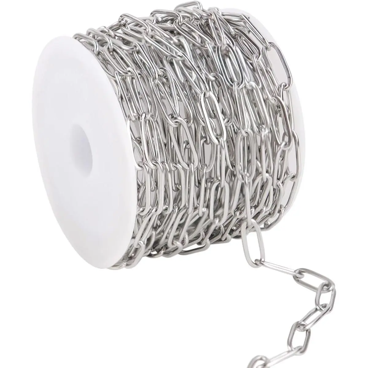 Paperclip Chain for  Making Stainless Steel Paperclip Chains Roll for Necklace Bracelet Craft DIY 16.4  Oval Link Chains Spool Bulk  Supplies Paper Clip  Chain ()