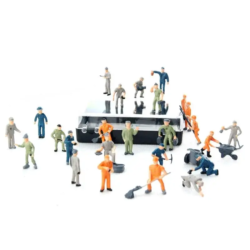 25pcs 1:87 Scale Miniature Figures Model Railway Worker Miniature Figures Architectural Train Landscape People ABS Layout 22mm, High Quality, 1:87 Scale Model Railway Worker People, Modeling
