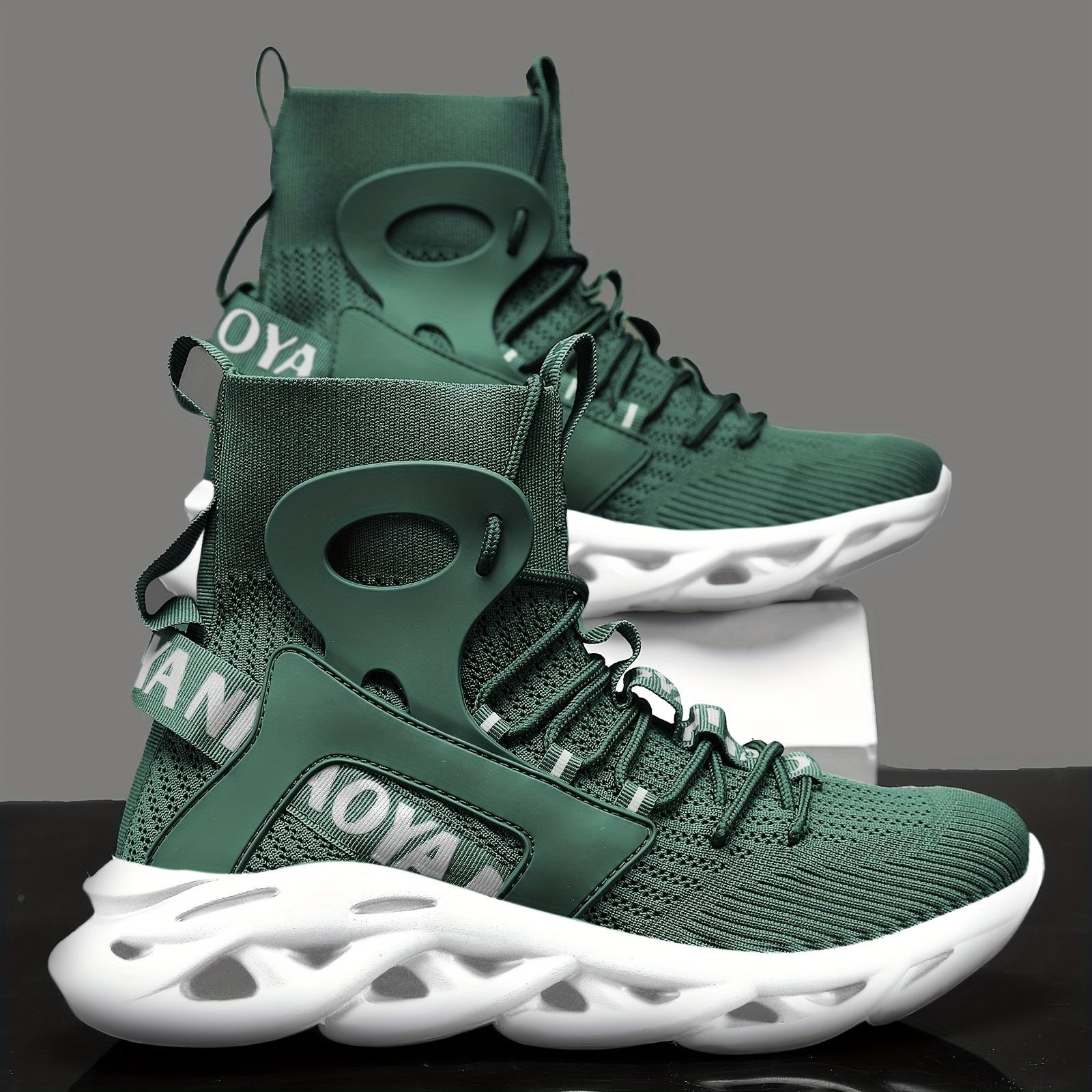 Men's Top Shock Absorption Type Shoes, Breathable Lace Up Non-Shoes Jogging Walking