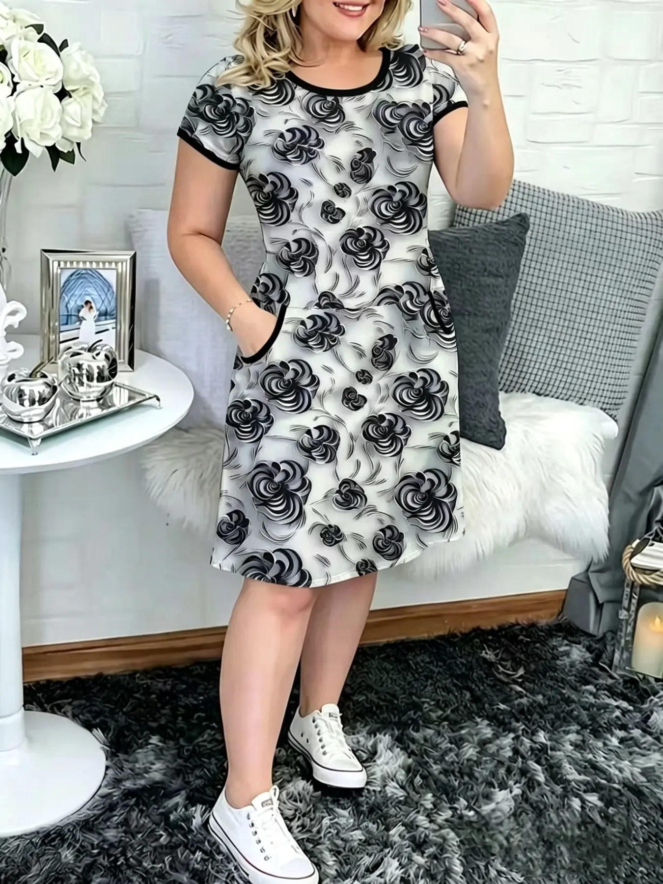 2026 New Casual Double Pocket Lapel Button Plaid Drawstring Bodycon Dress, Stylish and Comfortable Design, Perfect for Daily Wear