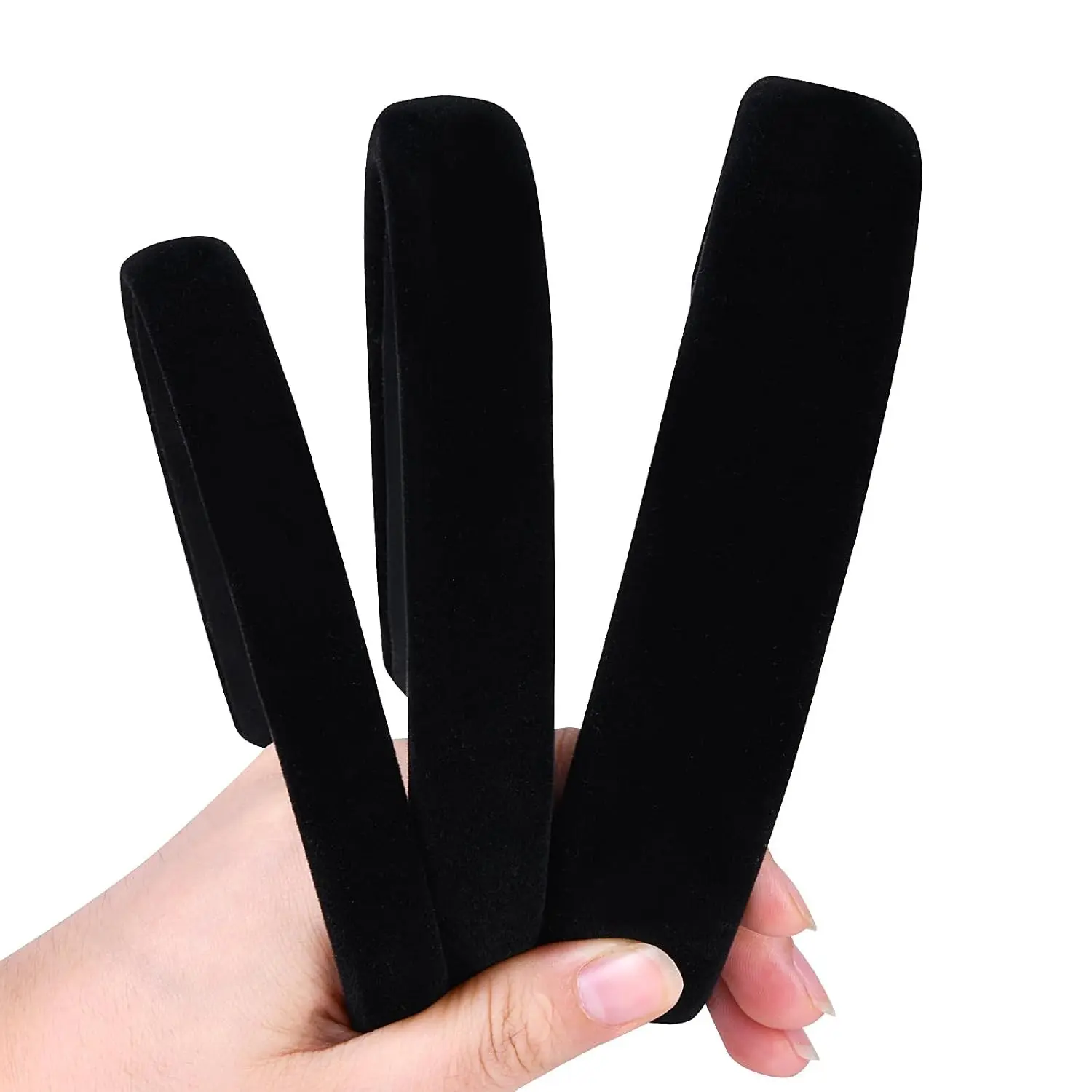 Black Headband, 3 Different Width Thick Headbands for Women, Velvet Sponge Hairband Soft Vintage Hair Bands Padded Head Bands Hair Accessories