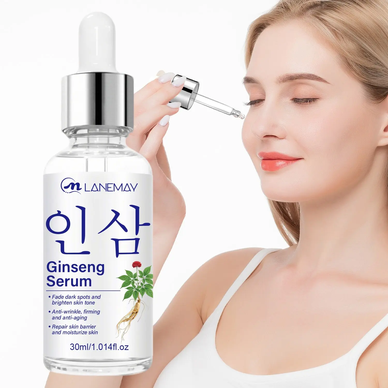 30ml Ginseng Serum with Bakuchiol, Tranexamic Acid, Niacinamide, Alpha Arbutin, Ginseng Root Extract - Fades Dark Spots & Brightens Skin, Helps Smooth Look of Wrinkles, Reduces Look of Aging Signs, Supports Skin Barrier & Moisturizes - For Dull Skin, Dark