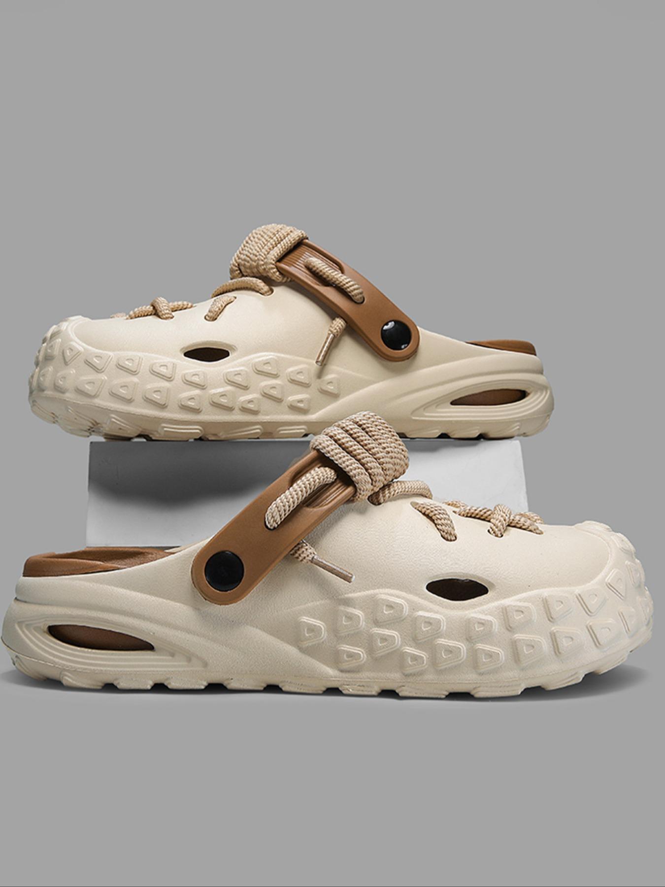 Men's Fashionable Cross Laces Decor Clogs, Comfortable Non-Slip Quick Drying Clogs, Suitable for Indoor and Outdoor Walking, Men's Trend Beach Shoes