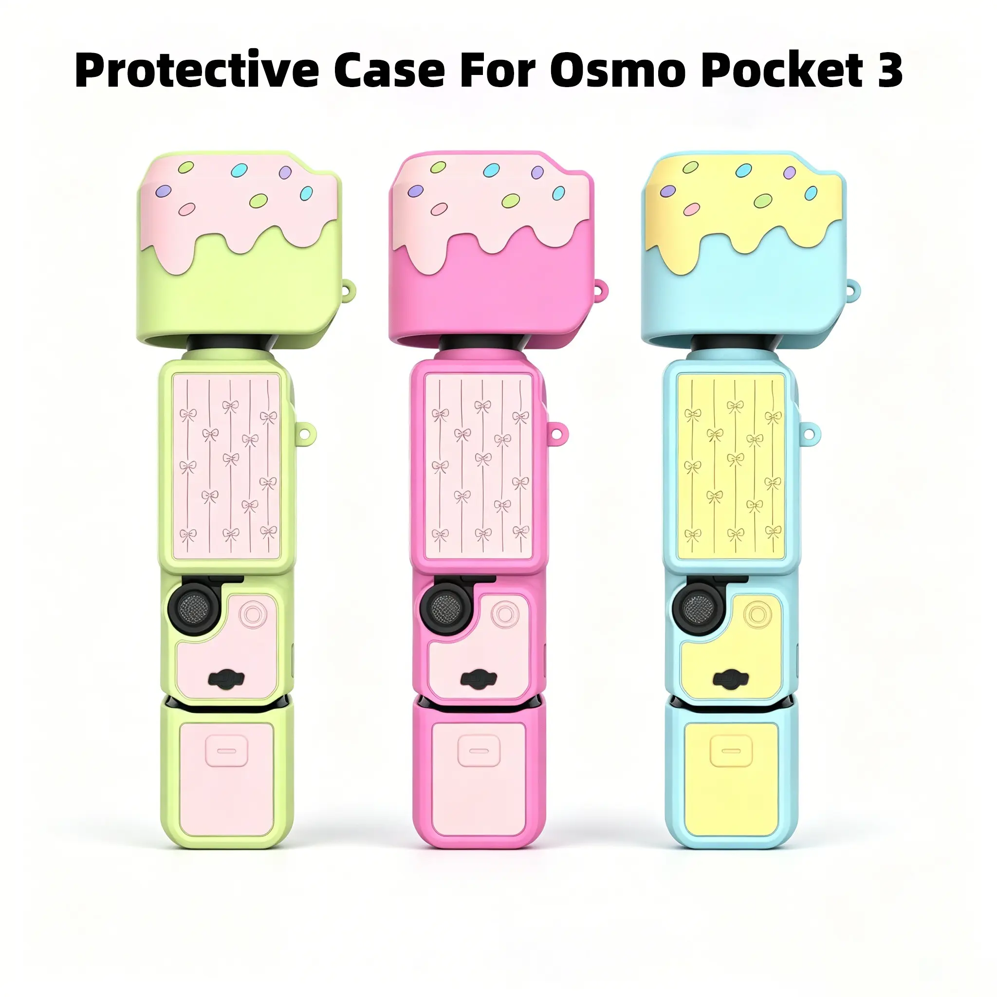 Silicone Case for DJI Osmo Pocket 3,Y2K Sweet Ice Cream Pattern Shockproof Camera Accessory, Gift for Content Creators