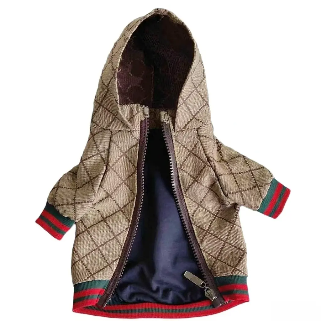 Dog Hoodie Classic Designer Puppy Coat Luxury Puppy Clothing Warm Pet Dog Coat Zipper Design Easy On/Off Teddy Clothing Chihuahua Clothes French Bulldog Clothes