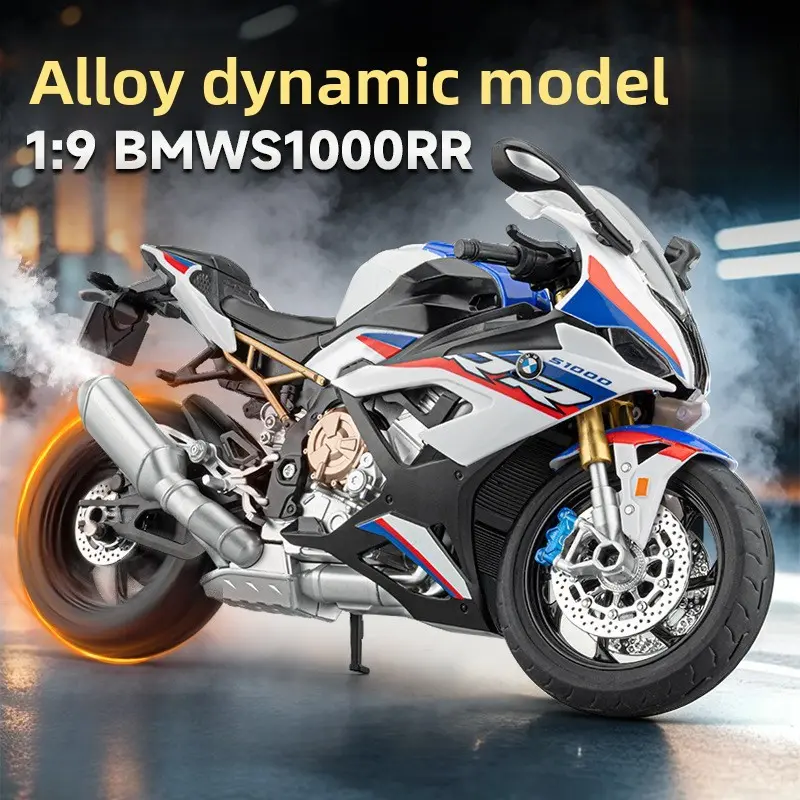 Alloy Motorcycle Model, Ignition Start + Sound + Spray, Realistic Bike Experience, Gift for Boyfriend, Collectible Desk Decor, Stress Relief Toy
