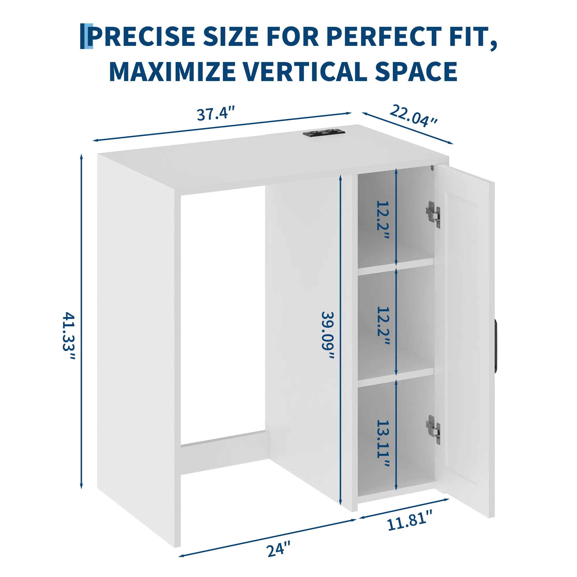 Mini Fridge Storage Cabinet Wood Over Shelf Organizer with Barn Door and Builtin Outlet for College Dorm Room Space Saving