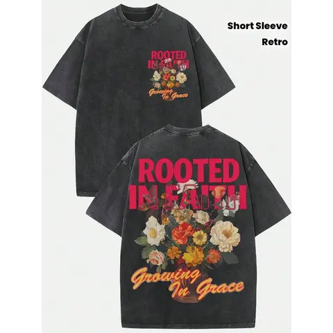 Women's Vintage Washed 230gsm Heavyweight Round Neck Short Sleeve Graphic Tshirt - 100% Cotton Soft Breathable Layerable Streetwear Clothing, Women's Top Clothes for Summer Casual Wear