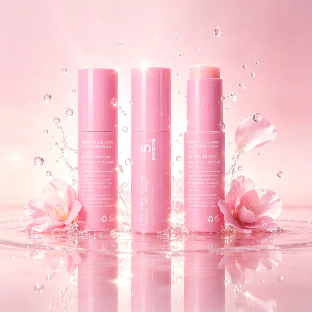 NEW PDRN Pink Collagen Multi Balm | Korean Anti-Aging Skincare Stick with Volufiline & NAD — Brighten, Firm & Reduce Fine Lines for Eyes, Lips, Forehead