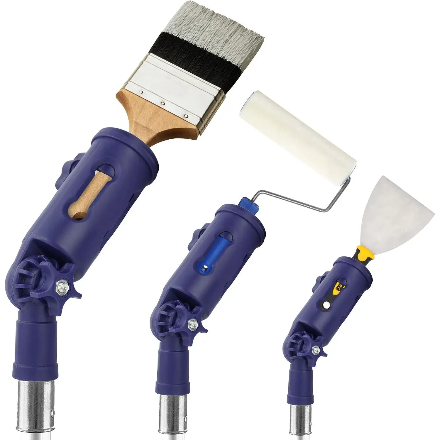 Multi-Angle Paint Brush Extender with Plastic Grip - Extension Pole Attachment Holder for Paint Brush, Roller, Scraper - Rotating Head - Easily Reach Ceilings, Wall Corners