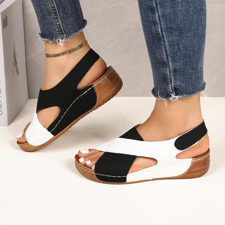 Women's Color Block Thick-Soled Sandals, Versatile Open-Toe Classic Summer Shoes, Women Shoes