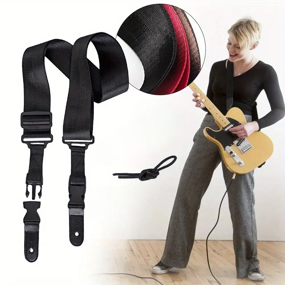 Adjustable Guitar Strap, 1.97 Inch Wide, 45-70.87 Inch Length, Nylon Material, Universal for Acoustic, Electric, Bass Guitars