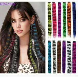12 Colors Leopard & Tiger Stripe Clip In Hair Extensions, 18/22 Inch Long Synthetic Hidden Streak Hair Pieces, Fake Ear Dye Decor Strands, Trendy Y2K Hair Accessories for Women, Perfect For Festival Parties, Daily Styling & Bold Eye-Catching Hairstyles