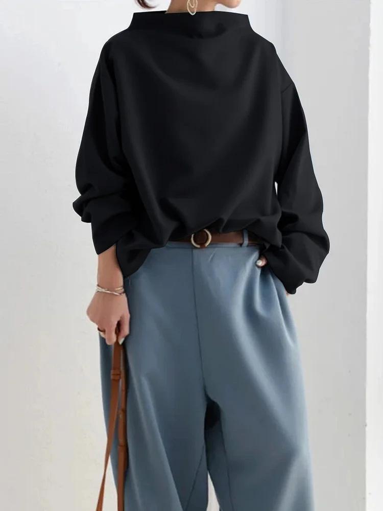 BIGWIG  Women's Casual High - Neck Sweatshirt, Solid Color Cozy Fall & Winter Loose - Fit Top with Soft Durable Fabric, Easy - Care Everyday Comfort Apparel