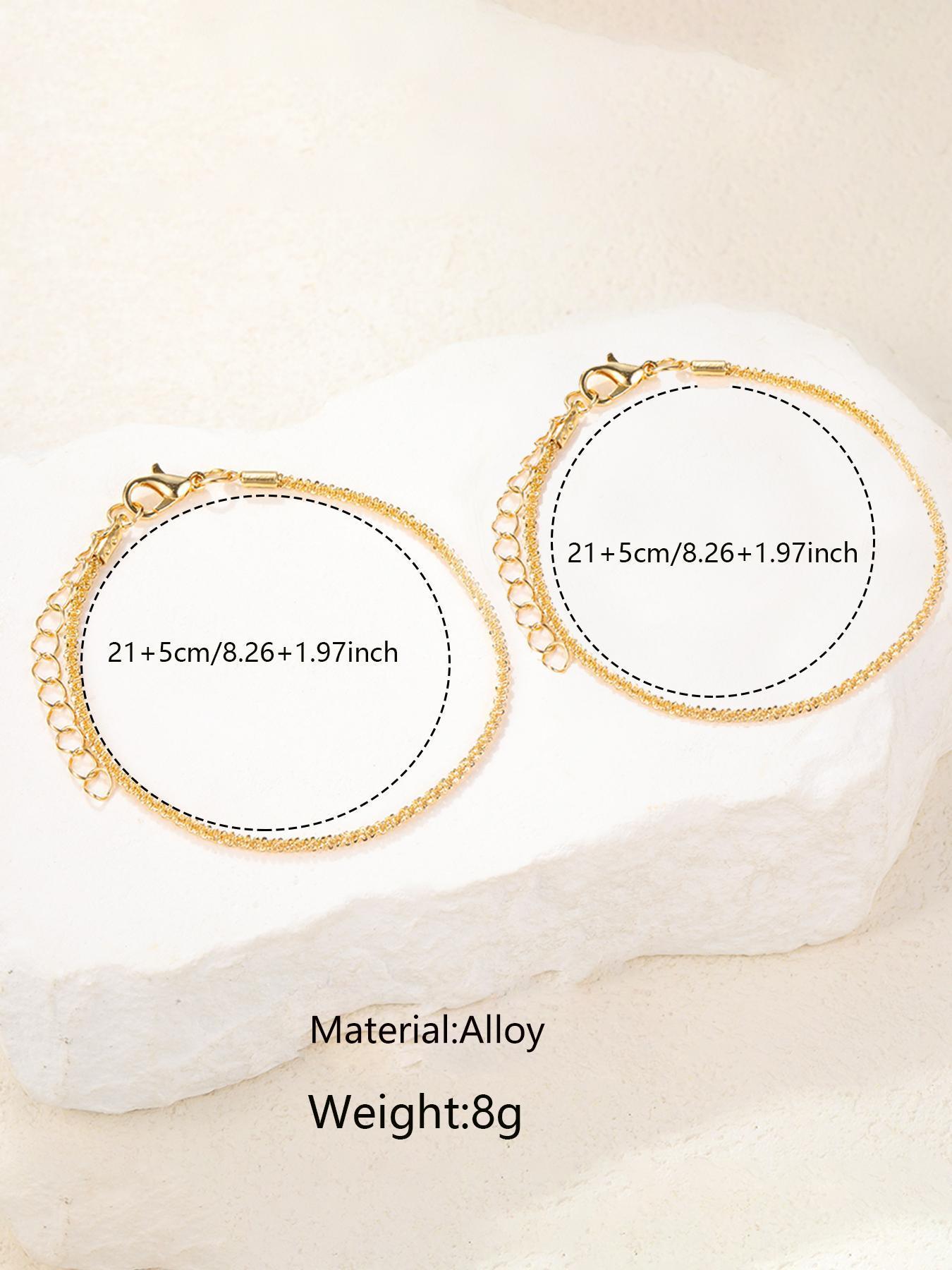 Fashion Rope Chain Anklet, Dainty Layered Anklet, Elegant Glitter Zinc Alloy Anklet for Women & Girls, Fashion Jewelry, Trendy All-match & Exquisite Jewelry