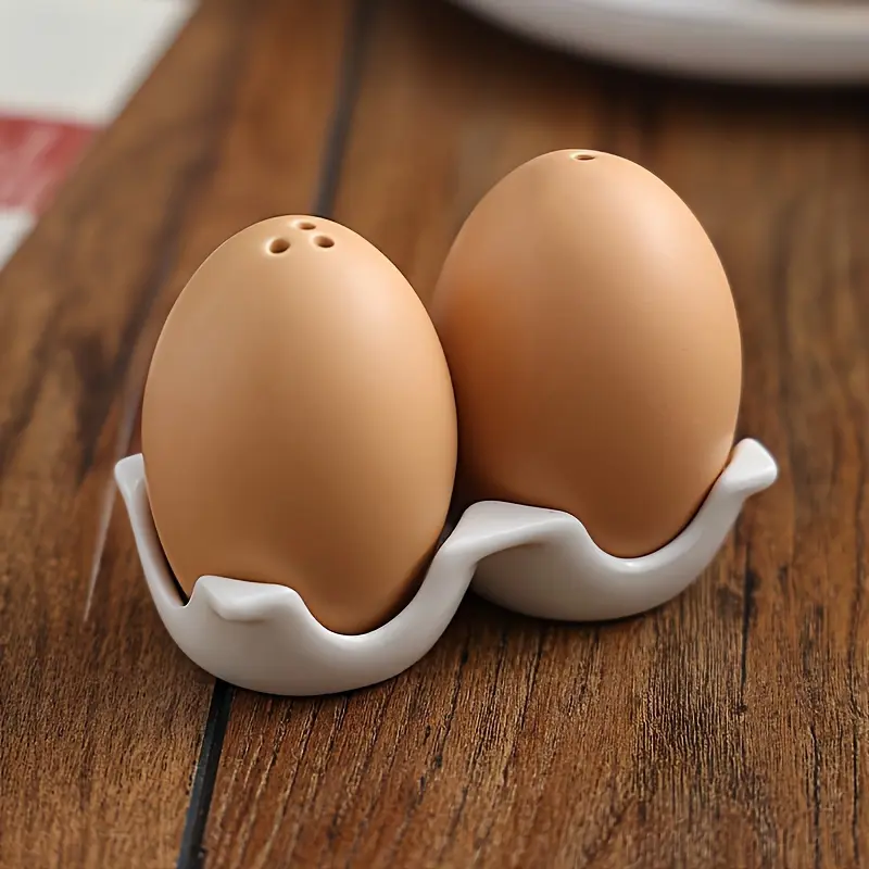 Whimsical Ceramic Egg-Shaped Salt & Pepper Shakers with Lids - Playful Kitchenware for Outdoor Picnics, BBQs, and Home Decor, Perfect Gift for Her, Mother'S Day, BBQ Essentials |   Ceramic Construction, Picnic Accessories, Picnic Essentials