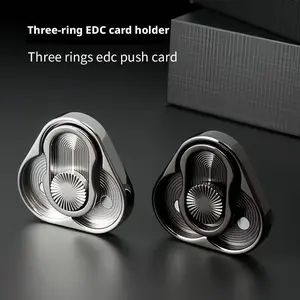 3 Rings Triangular Rotation Push Slider Popper Coin, Portable EDC Hand Fidget Toy, Click Sound Stress Relief Pocket Hand Spinner Toy
