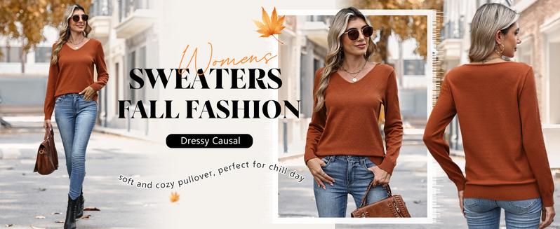 WIHOLL 2025 Women's V-Neck Knitwear - Crochet Knitting Details, Flattering Silhouette, Breathable Womenswear Top for Office & Casual