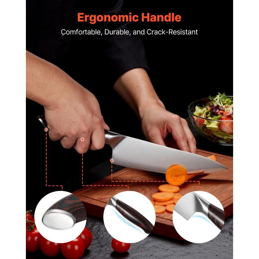 SummerWinsVEVOR Kitchen Knife Set, 6 Piece High Carbon Stainless Steel Sharp Knife Set, Professional Kitchen Cutlery with Ergonomic Crack-Resistant Handle, and Walnut Finish Powerful Magnetic Knives Holder, Magnetic Holderdealsforyoudays