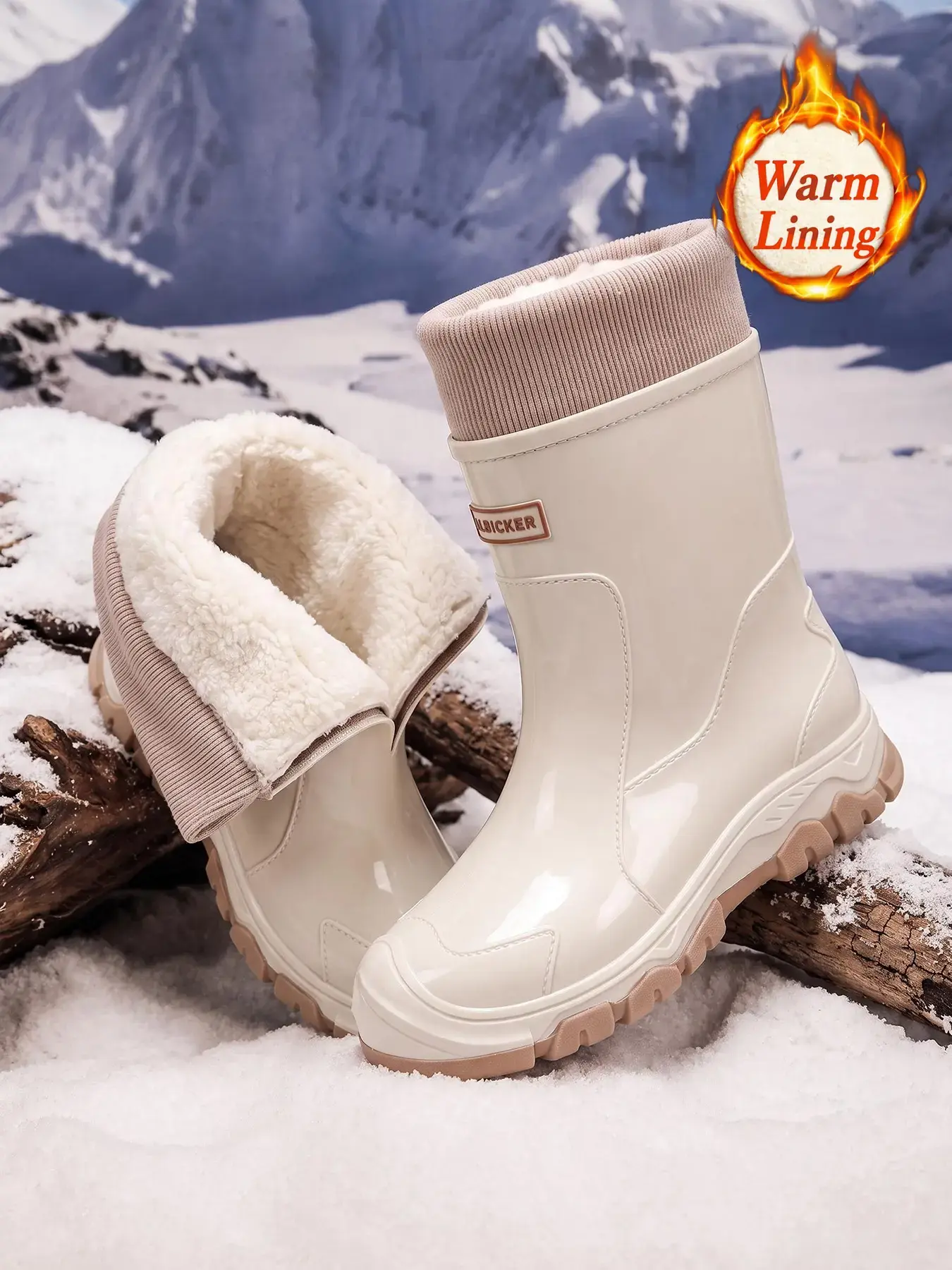 【Black Friday】Fall Winter Outdoor Mid-Calf Rain Boots,Keep Warm Waterproof Snow Wather Shoes Trendy Workwear Style, Drawstring Warm Lining Thick Anti-Slip Sole Multiple Colors Available, Snow Winter Footwear