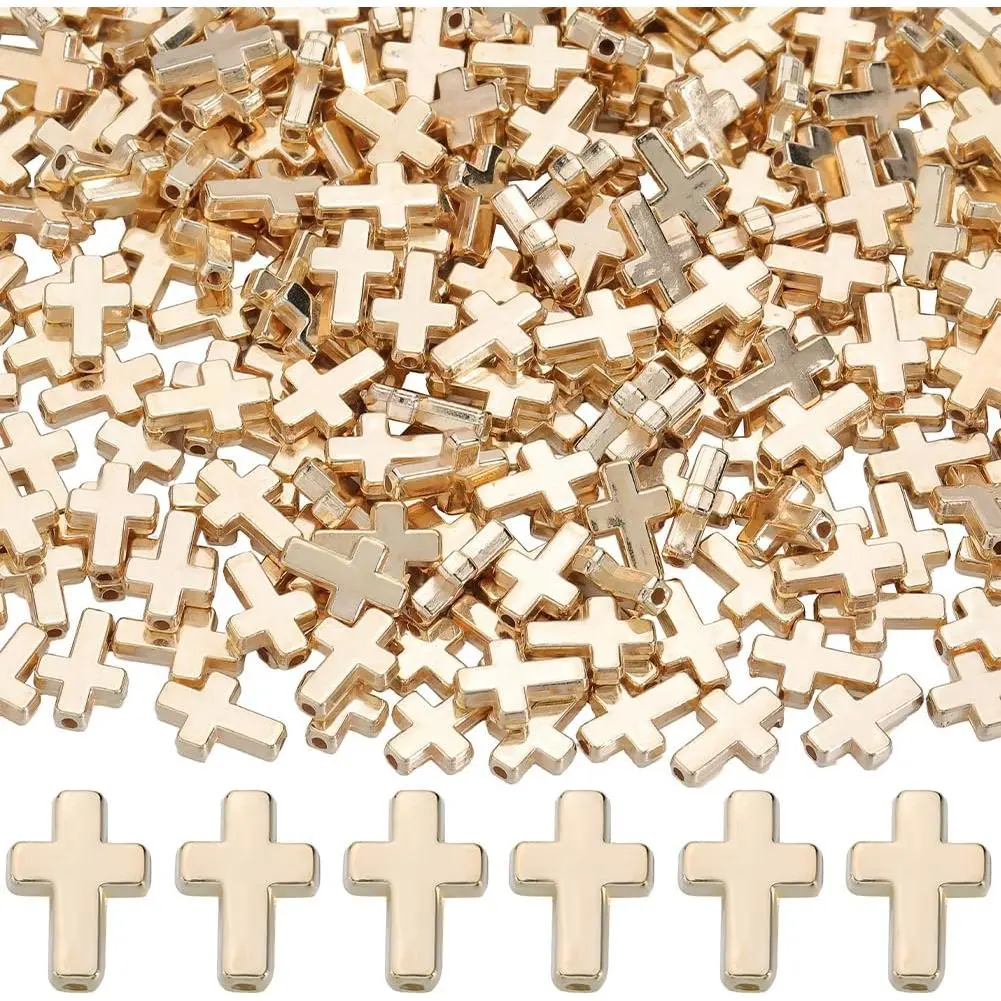 1 Box 400 count  Spacer Beads   Charm Bead Bulk Plastic Crucifix Crosses Big Hole Holy Easter Mini Charms Beads for  Making Beading Pendants Necklaces Earrings DIY Crafts