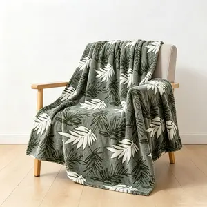 Leaf Pattern Jacquard Fleece Blanket, Soft Skin-Friendly Cover, Bedroom Bedspread, Single/double Nap Blanket, Living Room Leisure Blanket