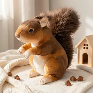 Realistic Plush Squirrel Toy Resembling a Squirrel Soft Pet Doll Safe And Chew-Resistant Pet Toy, Perfect for Holiday, Birthday, And Christmas Gifts