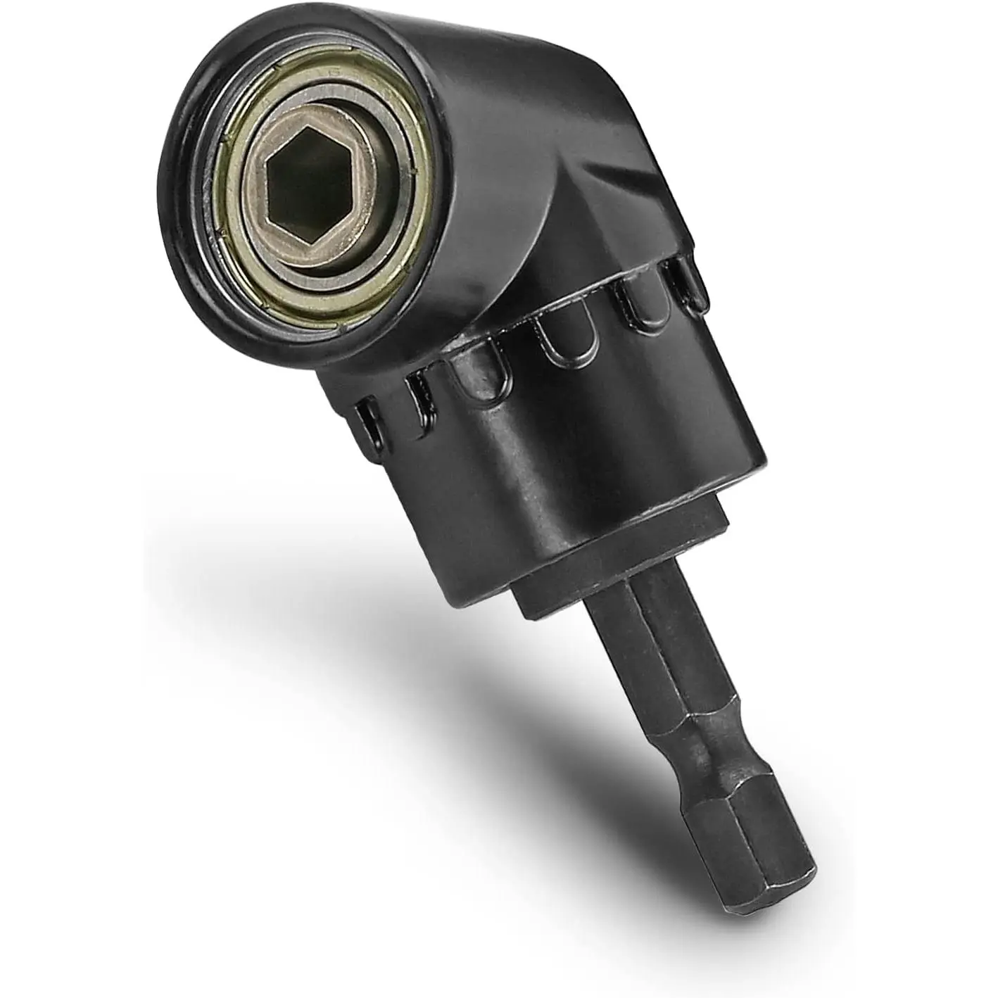 105  Right Angle Driver, Power  Drill Extension Attachment Adapter with 1/4" Hex  Bit Socket and 1/4" Hex Quick Change Drive - Pack of 1, Black