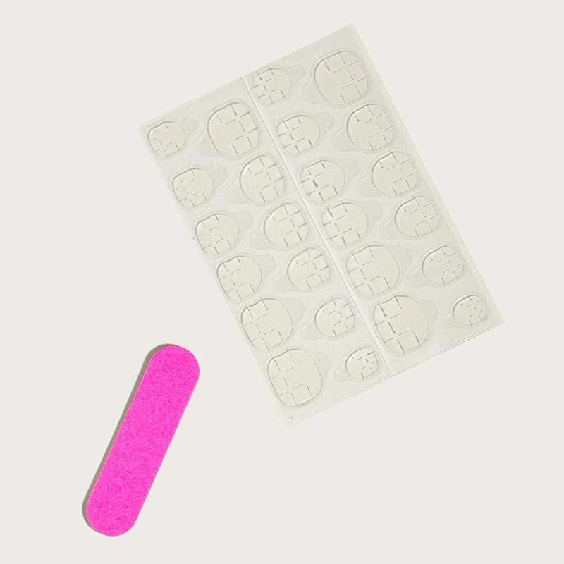 24pcs 3D Flower & Butterfly Decor Fake Nail & 1 Count Tape & 1 Count Nail File, Artificial Pearl Decor Fashion Press on Nails for Women & Girls Diy Nail Art, Elegant Stick on Nails Kit