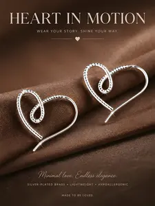Elegant Heart-Shaped Earrings for Women, 925 Silver Plated, Nickel-Free, Hypoallergenic, Fashionable Daily Wear, Perfect Gift for Friends