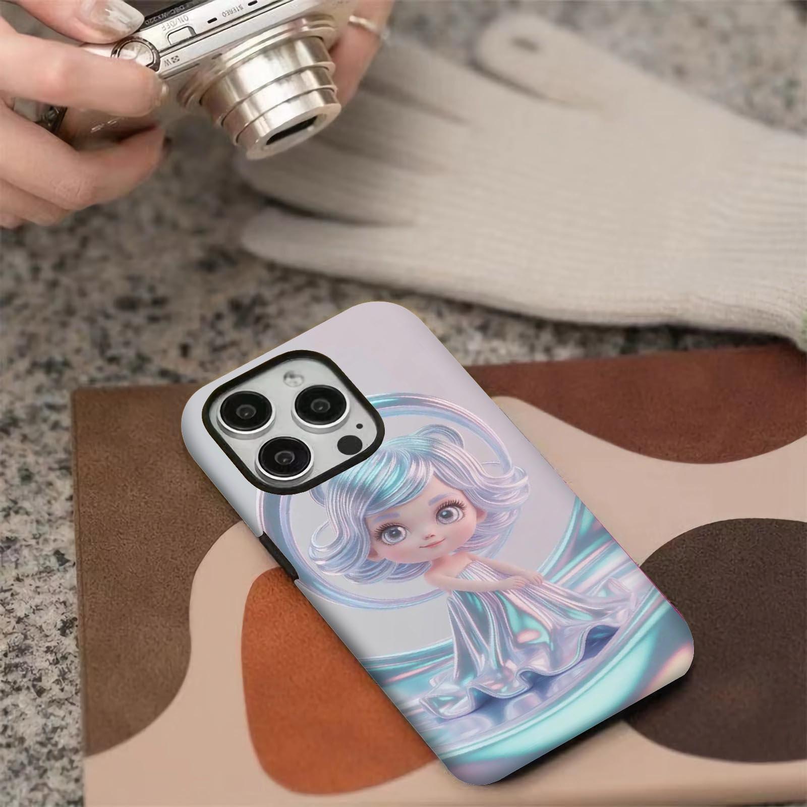 silver, dress, character Soft And Hard Two-In-One Film Printed Full Pattern Case For IPhone 16 15 14 13 1211 Pro Max Plus Phone Case