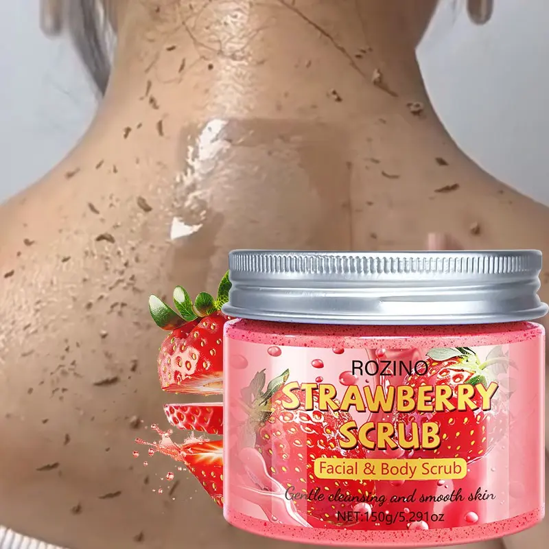 150g Strawberry Exfoliating Body Scrub, Dead Skin Remover, Moisturizing Ingredients, Ideal for Dry Rough Areas Like Elbows Knees, Gentle Massage Rinse off, Body Care