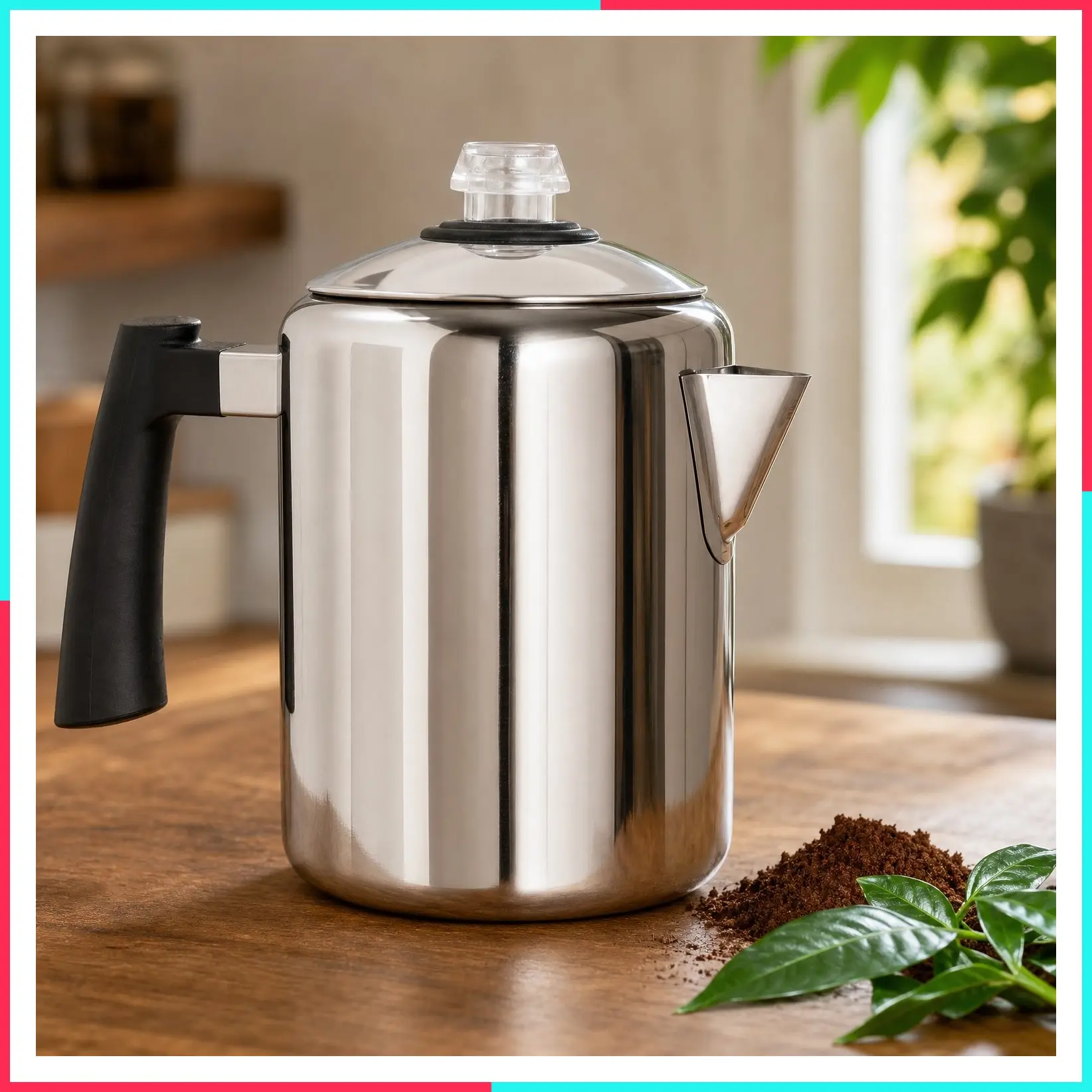 5-8 Cup Stovetop Coffee Percolator, Stainless Steel Coffee Pot