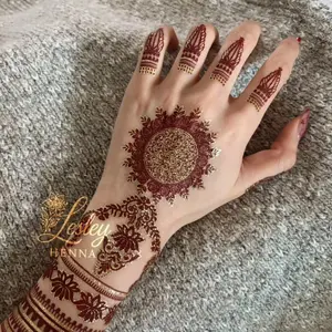 Henna Art Temporary Semi-Permanent Henna Colors, Henna Tattoo for Body & Hair, Sensual Hand Flower Design, Perfect Gift for Weddings & Parties