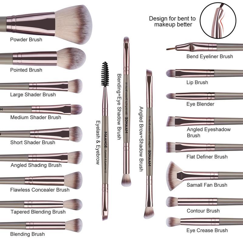 MAANGE Beauty Makeup Brush Set, 20pcs Makeup Brush with Soft Bristles & Comfortable Grip for Beginners, Professional Makeup Tools for Women, Valentine's Day Gift, Cosmetic Brush Set