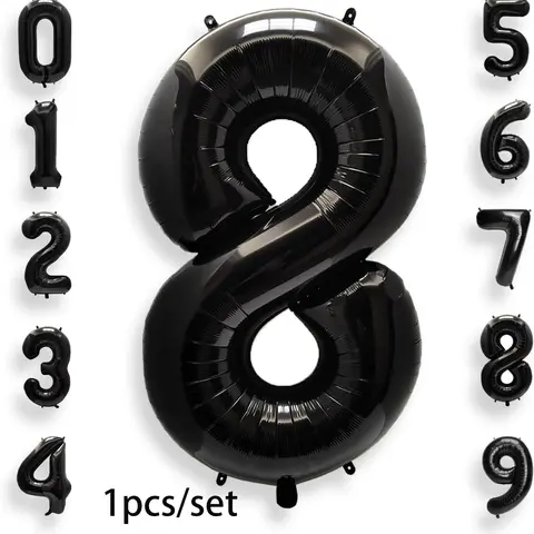 32-Inch Number Aluminum Foil Balloon, Customizable 0-9 Numbers, Number Balloons, Perfect for Birthday Parties, Halloween, Christmas, Graduation, Mother's Day, Decoration, Balloon Party Supplies
