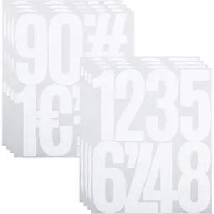 5 Inch Vinyl Self-Adhesive Number Stickers, Large 0-9 Numbers, 8 Sheets White, for Mailbox, House Number, Inventory Classification and Marks