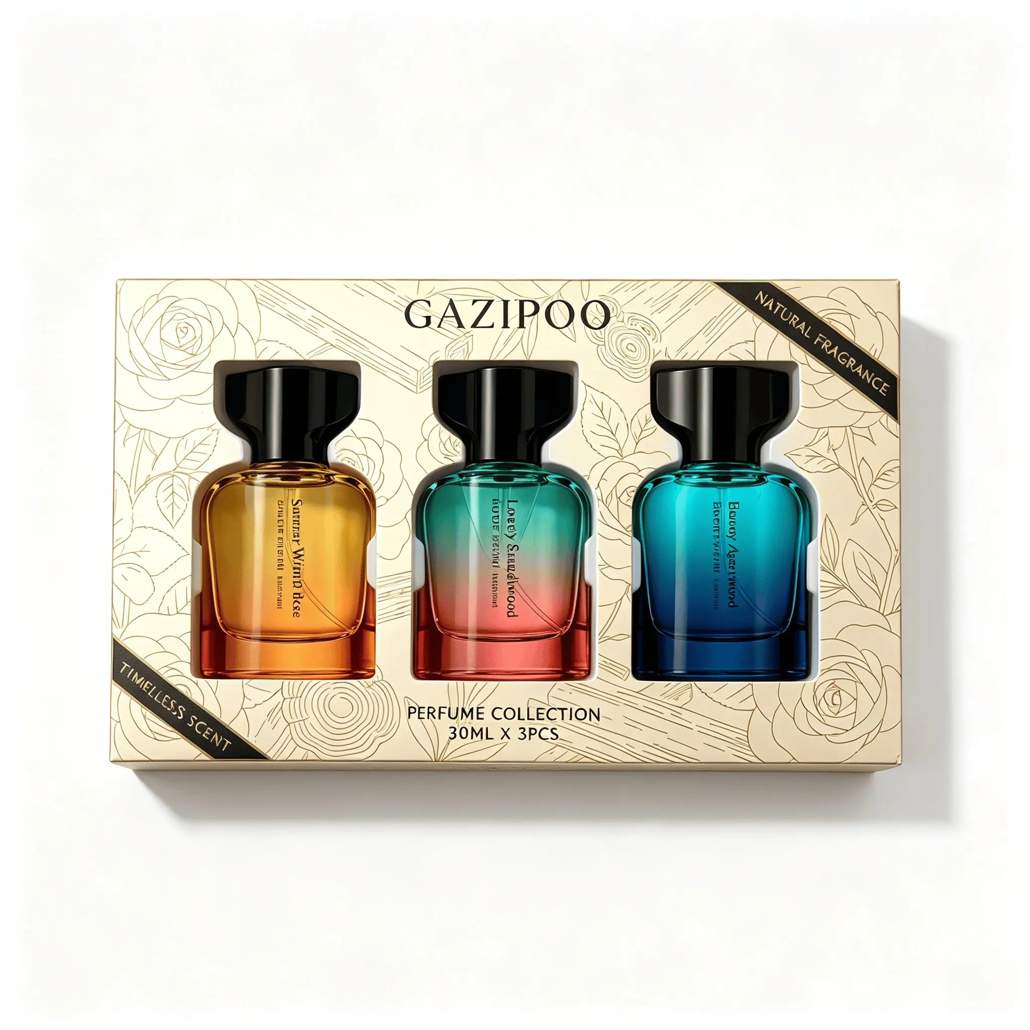 Classic Men's Fragrance Gift Set, 3 Bottles 30ML Eau De Cologne, Sandalwood, Incense, Rose, Long-Lasting, Ideal for Daily, Business, Dates