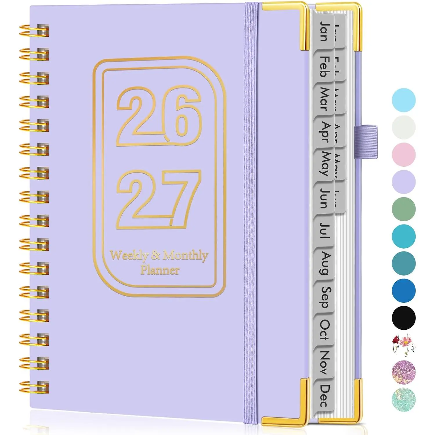 Planner 2026-2027, 18 Months Weekly and Monthly Hardcover Planner, January 2026 - June 2027, 5.75" x 8.38" A5 Daily Calendar Planner Book with Tabs, Spiral Yearly Agenda Organizer Notebook for School Work ,
