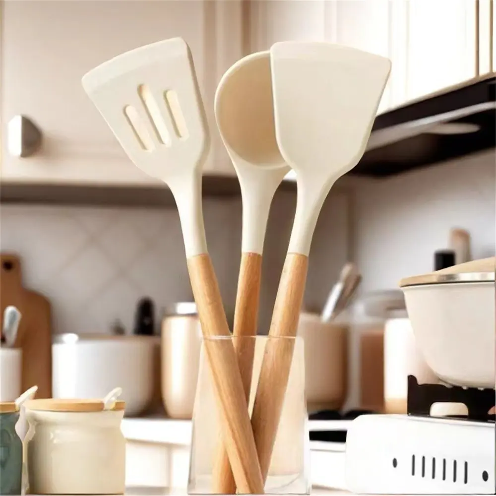 Silicone Spatula Turner 3 Pack Heat Resistant Kitchen Spatulas for Nonstick Cookware, Rubber Solid Slotted Spatula Cooking Utensils for Fish, Eggs, Pancakes