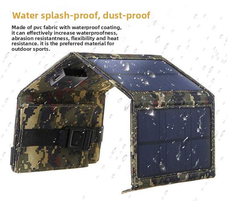 Portable Solar Power  Foldable Monocrystalline Solar Charger with Stabilizer Outdoor Emergency Power Supply for Camping Travel Phone Fast Charging