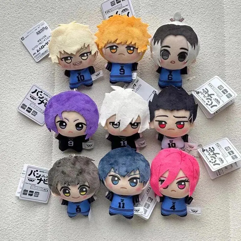 10cm Cute Blue Lock Plush Key Chain Pendant - Nagi Seishiro, Chigiri Hyoma, Gagamaru Gin, Kunigami Rensuke Miniatures, Unisex Soft Bag Gift Accessories (As Picture)
