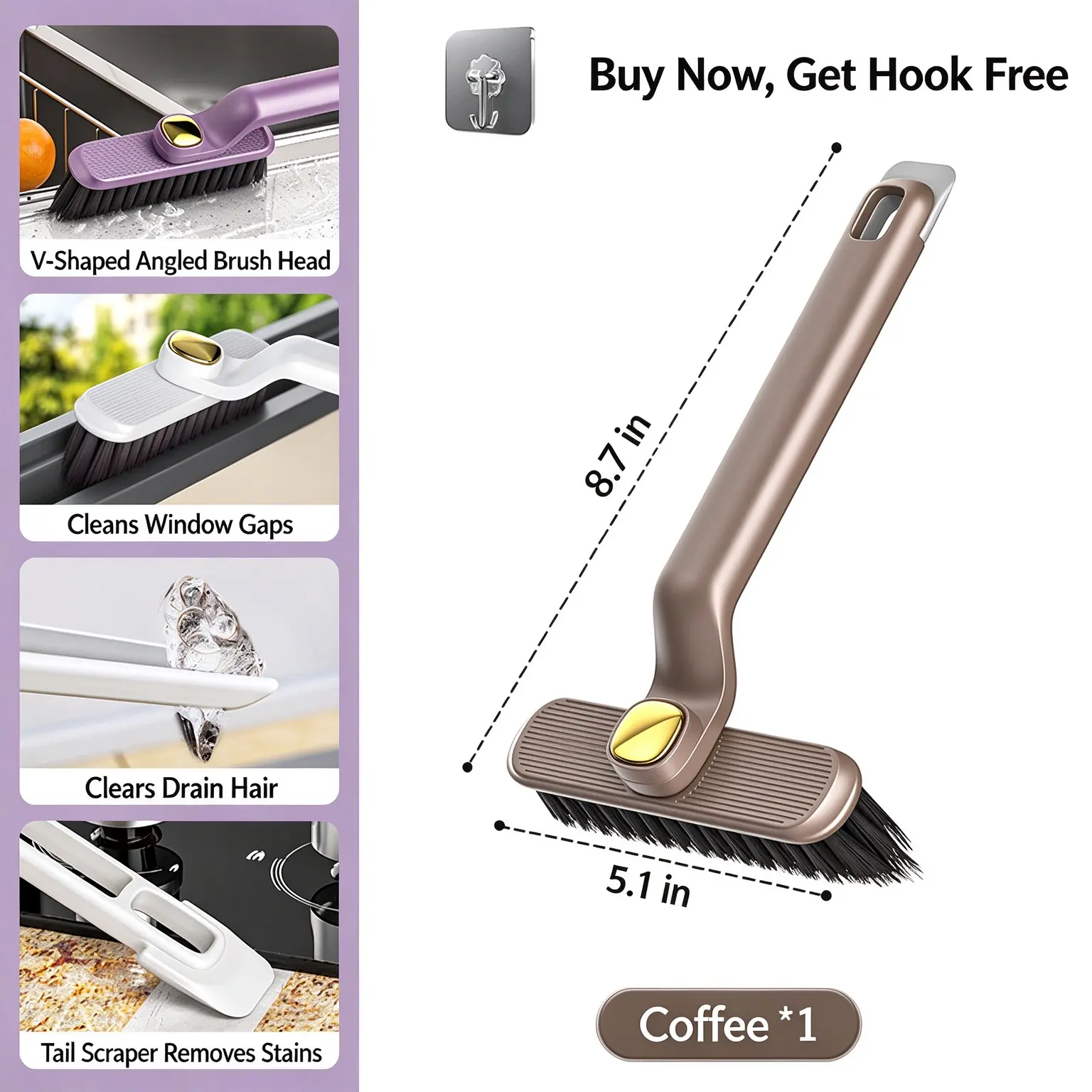 Rotating Multifunctional No Dead Angle Gap Brush Bathroom Toilet Floor Cleaning Brush Home Corner Floor Cleaning Brush For Bathroom Cleaning And Floor Scrubbing